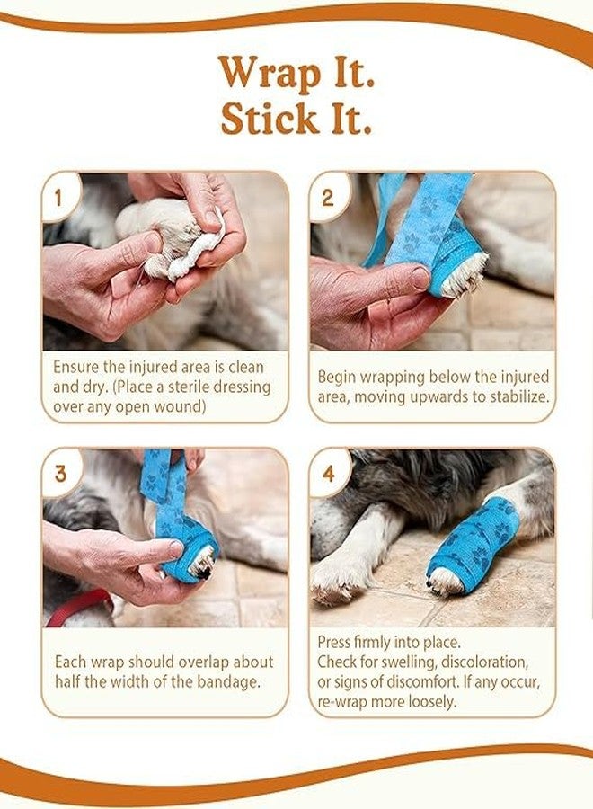Shopipistic Cohesive Self Adhesive Crepe Bandage Wrap for Dogs Paws, Dog Shoe Bandage Tape, Water Resistant Bandage Roll for Dressing Wounds, Soreness- Multi Design 4.5 Meter, 5 cm x 10 cm, Set of 6 - Image 3